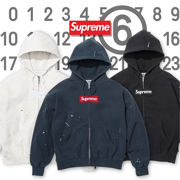 シュプリーム x MM6 メゾンマルジェラ☆ Box Logo パーカー 全3カラー